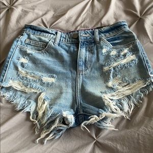 Distressed Denim Shorts